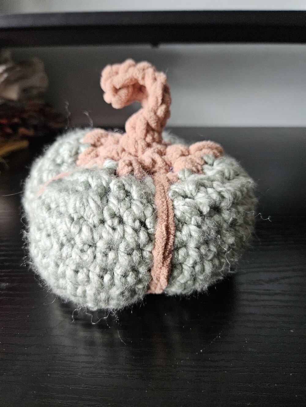 Sage Green Crochet Pumpkin Decor